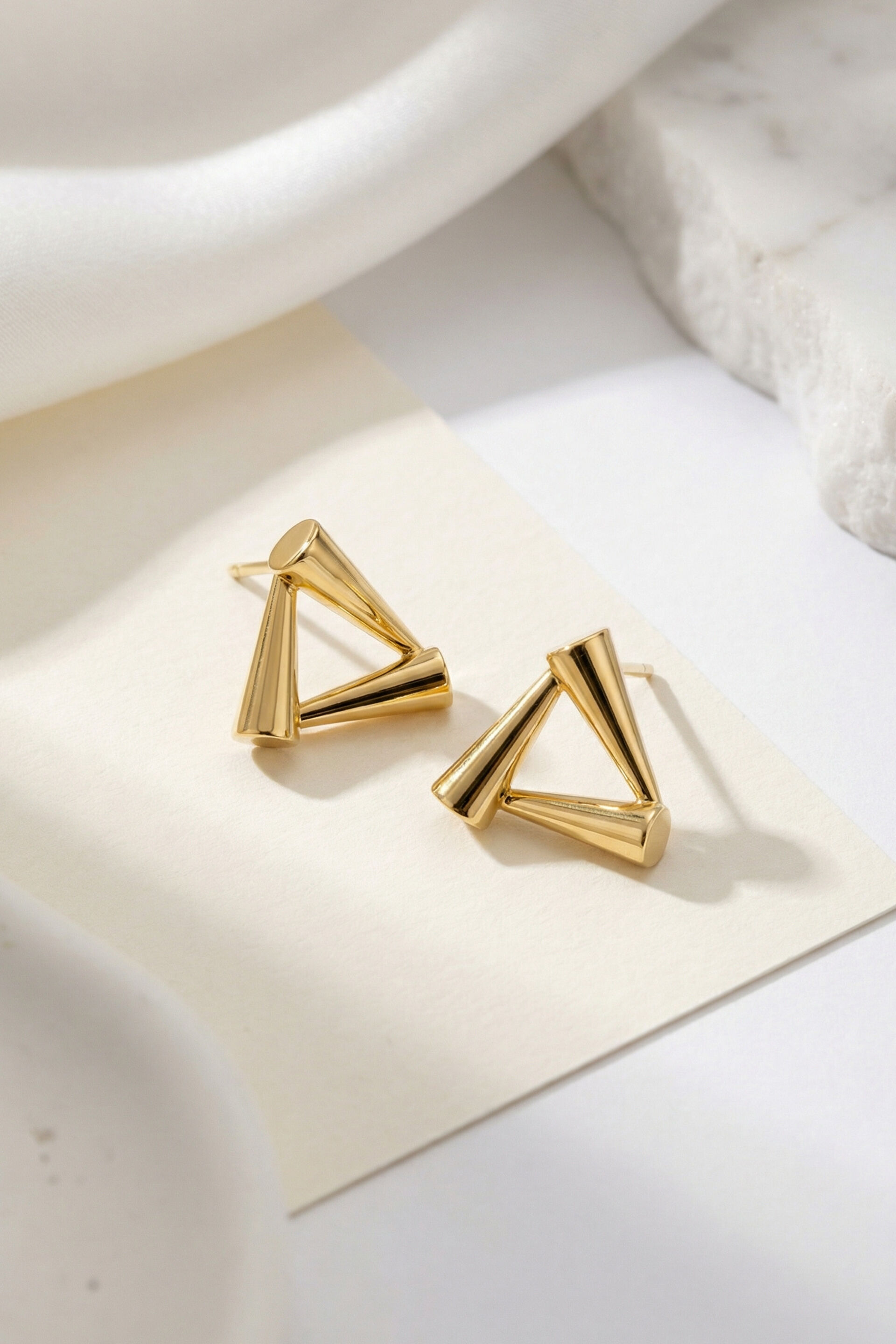 Chunky Triangle Stud Earrings, , image 2